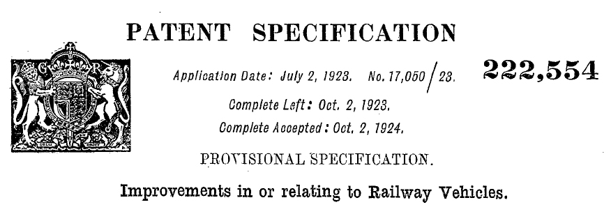 1923 - GB222554A - Improvements in or relating to railway vehicles